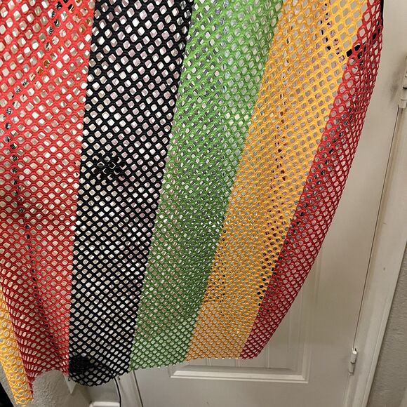 Forever 21+ Rasta String Mesh Fishnet Jamaica Shirt Swim Cover Dress Size 3XL - Picture 4 of 10